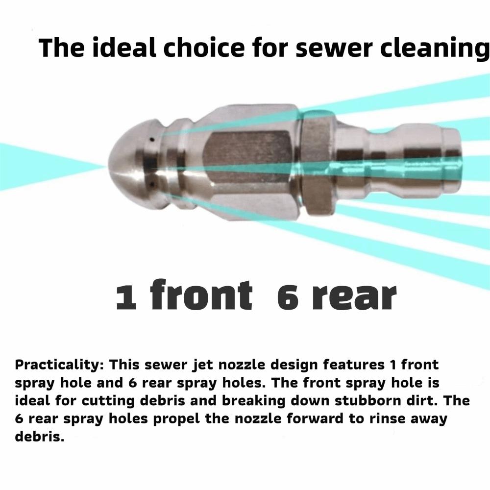 4PCS 55mm Sewer Jet Nozzle 5000 PSI with 1/4 Inch Quick Connector Pipe Cleaning Rotary Nozzle Mini Multi-Directional Jets