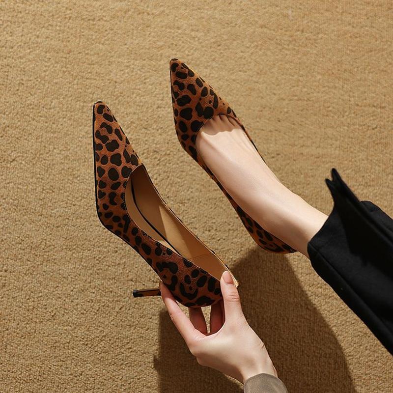 Fashion NEW Spring/Autumn Women Pumps Sheep Suede Leather Shoes for Women Pointed Toe Thin Heel Shoes Shallow Stiletto Heels Party Shoes