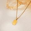 SHIXIN Stainless Steel Simple Square Pendant Necklace Women 18K Gold Plated Exquisite Clavicle Chain Waterproof No Fade Jewelry