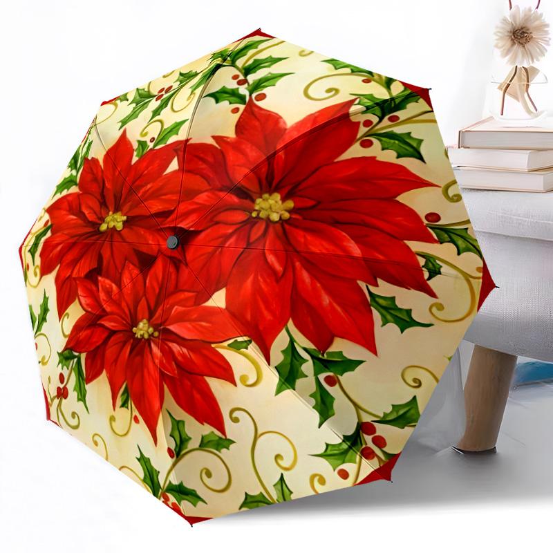 Stained Glass Reindeer Art Compact Travel Automatic Umbrella with 8-Rib Lightweight Travel Essential Fashion Lovers