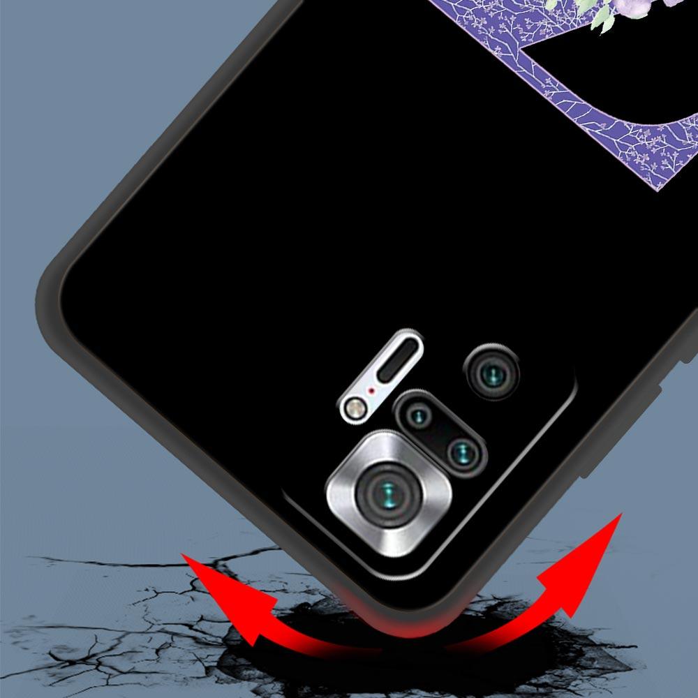 Letters Purple Flower Phone Case For Xiaomi Redmi Note 14 13 5G 10 11 12 Pro Plus 4G 14C 13C 12C 10C Black Cover