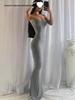 Women's Summer Sleeveless High-Waist Slim Fit Spaghetti Strap Maxi Dress