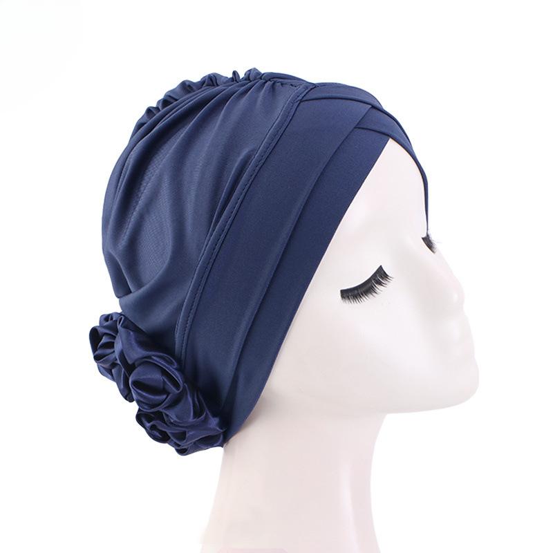 Popular Muslim Big Flower Headscarf Hat In Europe And America, Disc Flower Headscarf Hat Jdt-476A-4