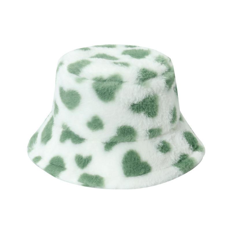 New Arrival Winter Fashion Plush Bucket Hat Warm Hat Heart Ecg Wave Fisherman Hat Men Women Black