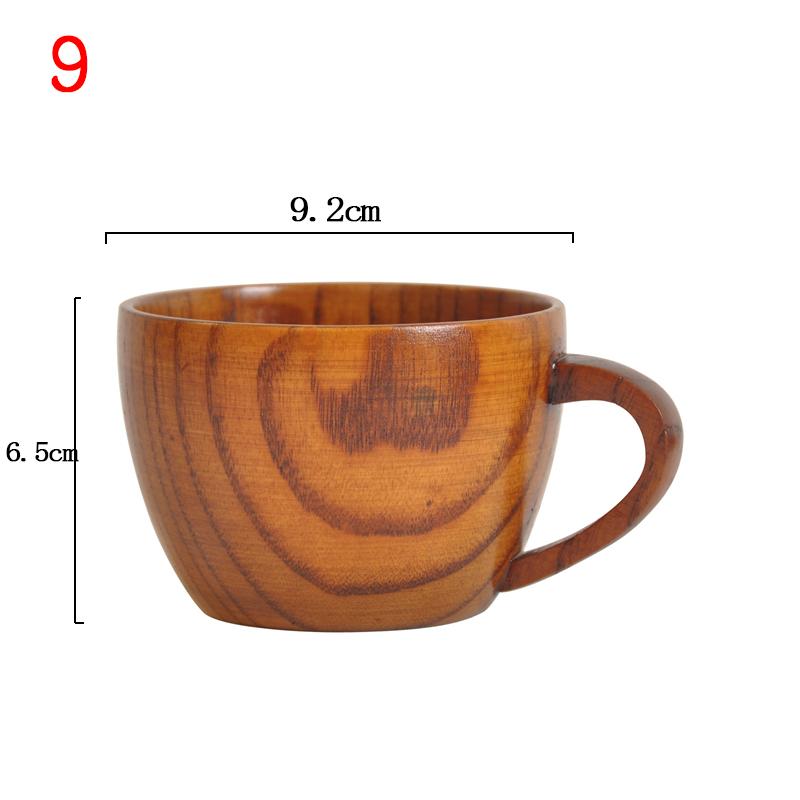 Wooden Cup Wood Coffee Tea Beer Juice Milk Water Mug Coffee Beer Mug with Wood Handle Retro Office Kitchen Drinkware Accessories