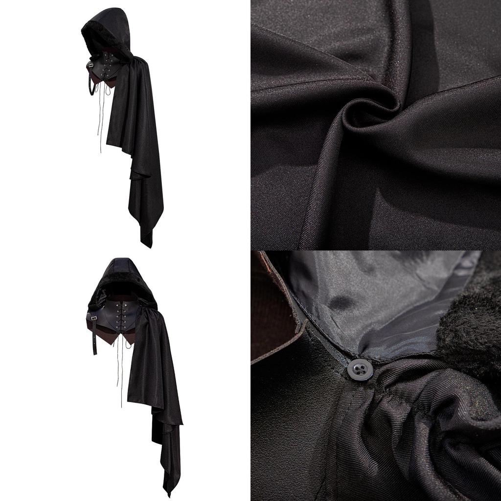 Capa Cos de Estilo Medieval com Capuz para Fantasias de Halloween e Apresentações de Crianças