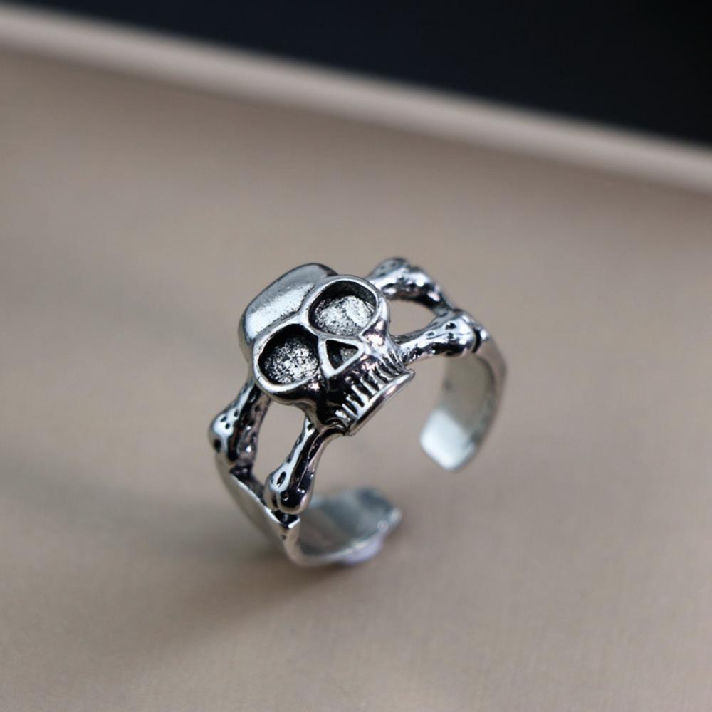 European and American Men's Trendy Metal Ring, Retro Style Cool and Handsome Design Totem Geometric Men's Ring