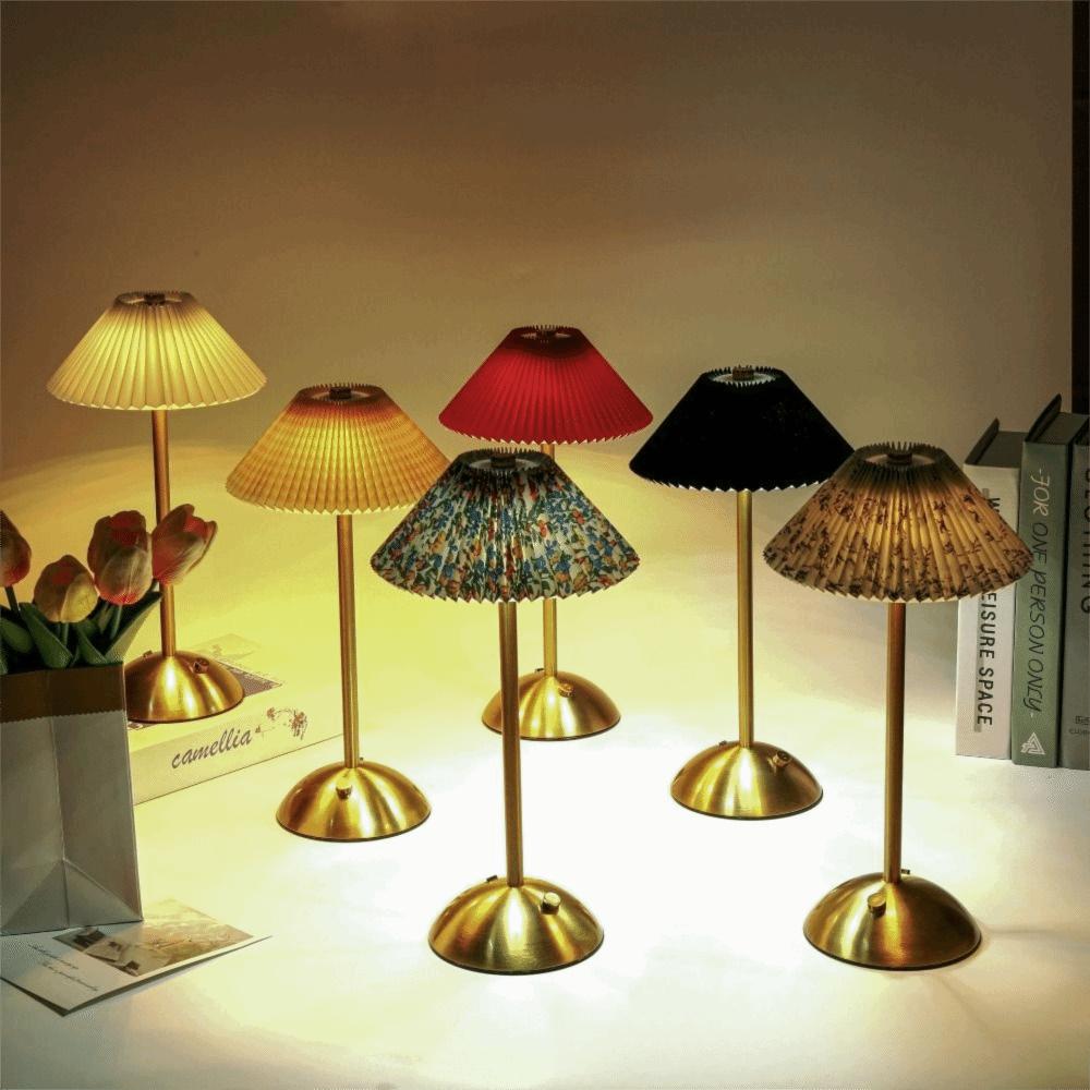 Metal Base Pleated Desk Lamp Touch Dimming LED Night Light Bedside Ambient Light  Hotel Bar