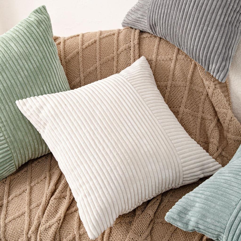 Simple and Simple Ins Style Corduroy Stitching Pillow Cover Style Living Room Sofa Cushion Solid Color Cushion Pillow