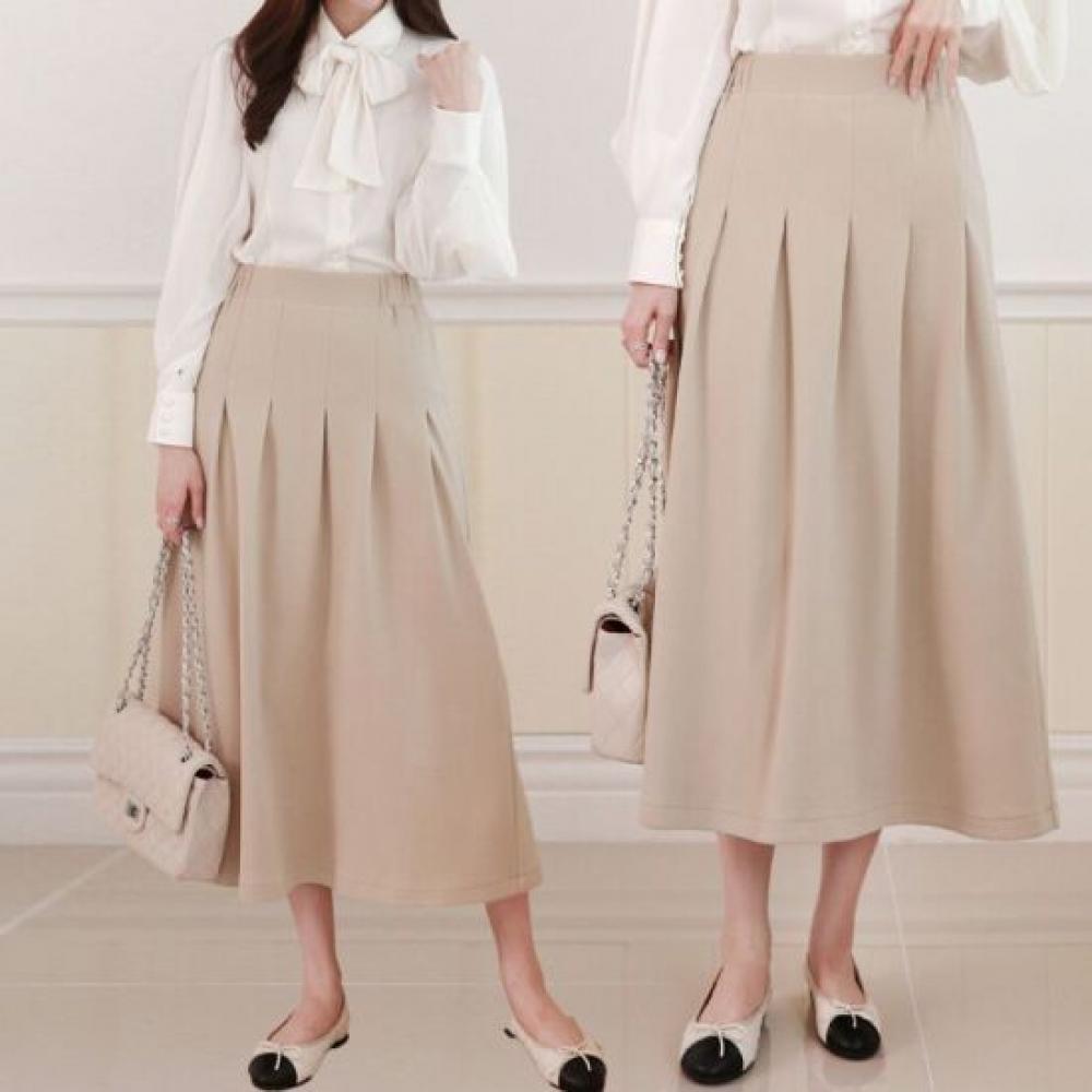 From Heart High Quality Pintuck Flare Long Skirt