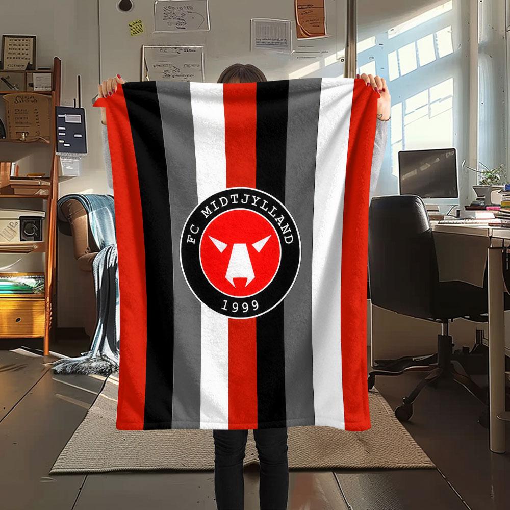 FC Midtjylland logo FlAannel Blanket, High quality Comfortable for All Seasons, Home Decor, Warmth and Comfort
