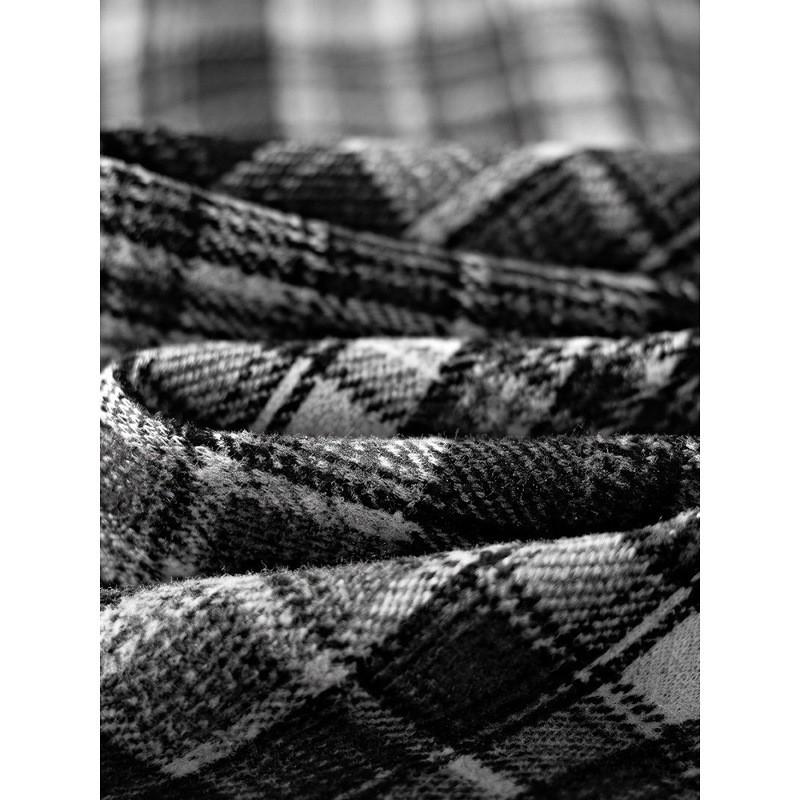 Mens Plaid Tweed Pants Slim Straight Fit Winter Warm Stretch Casual Trousers Young Adults