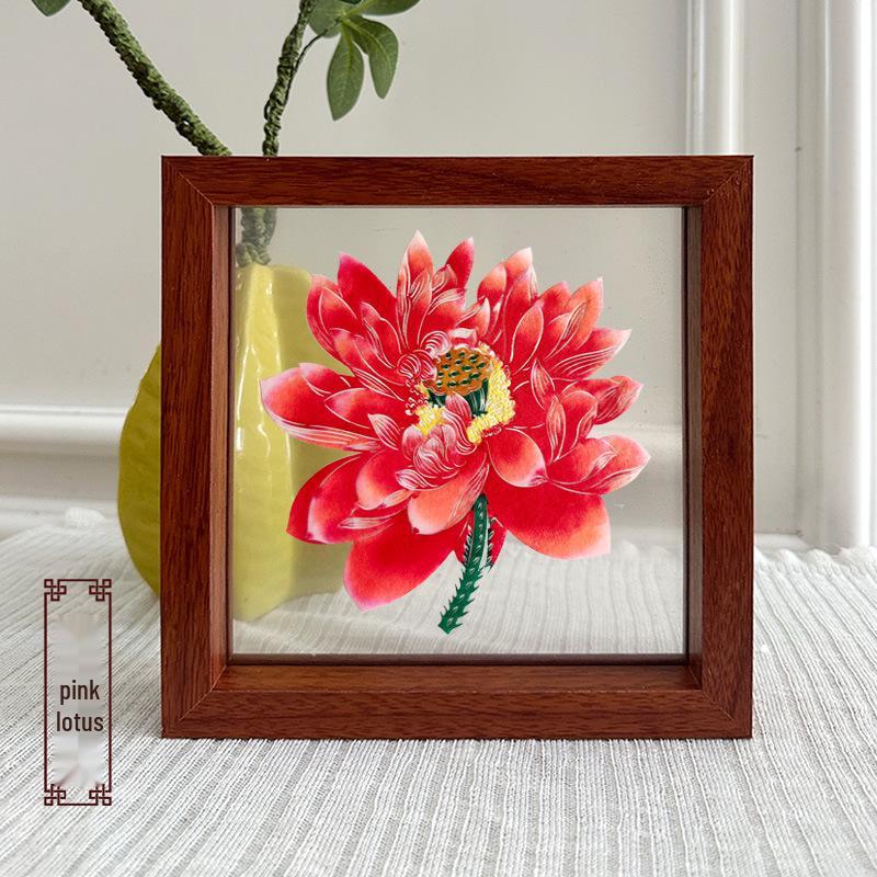 Xianci Double-Sided Transparent Frame: A4 Paper-Cut Calligraphy Fu Character Display Stand
