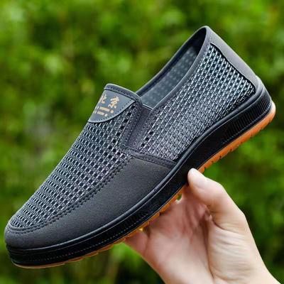 Cloth Shoes Men's Boat Shoes Breathable Casual Beef Tendon Sole Dad Shoes Middle-aged and Elderly Deodorant Slip-on Net Shoes