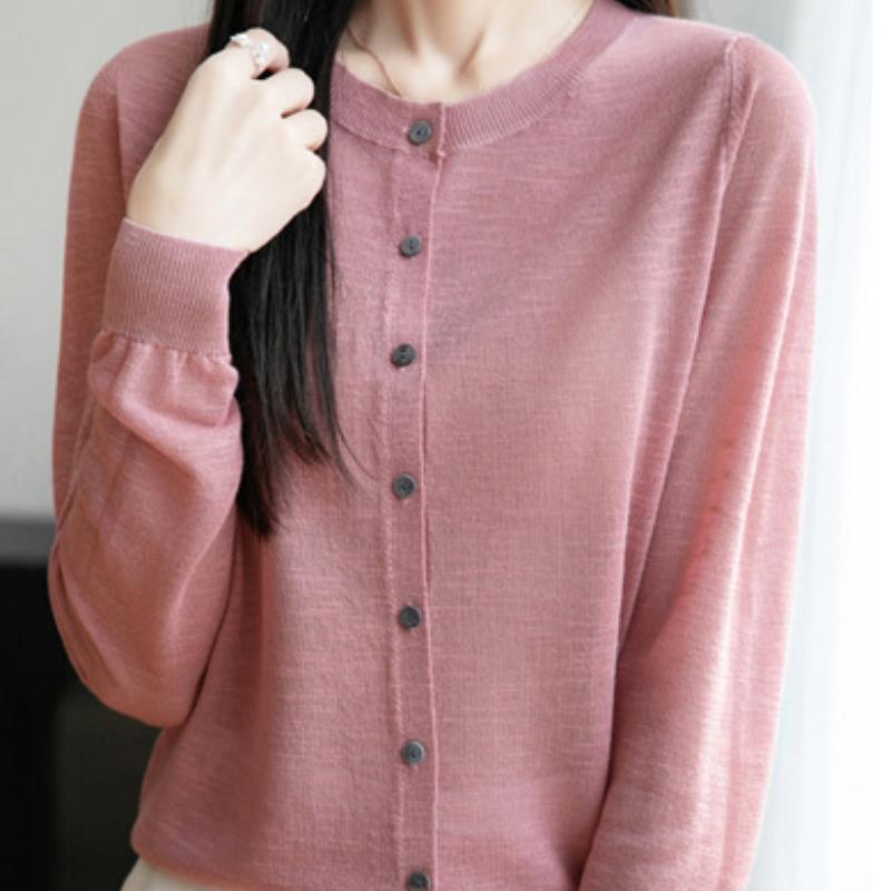 Hanf-Sonnenpullover mit Bambusmuster für Damen Neues dünnes langärmeliges Oberteil für den Sommer Lockere Strickjacke