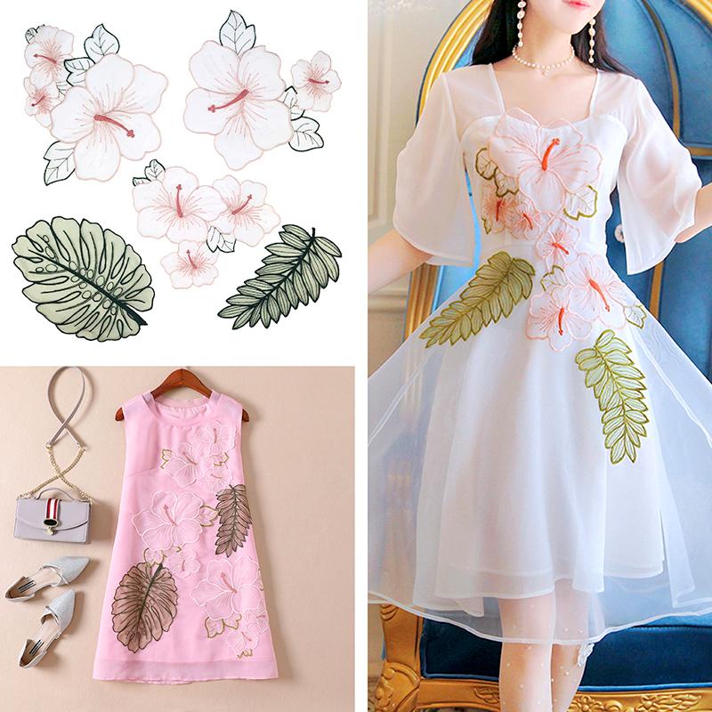 5Pcs/Set Five Piece Set Handmade DIY Colorful Beads Fresh Organza New Chinese Style Lotus Cloth Sticker Dress Decoration