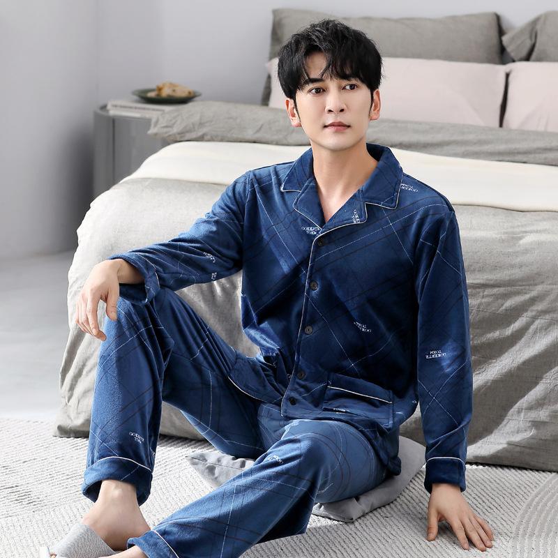 

Pajamas Men S Winter Coral Fleece Thickened Fleece Men S Autumn And Winter Island Fleece Large Size Winter Flannel Loungewear XL
