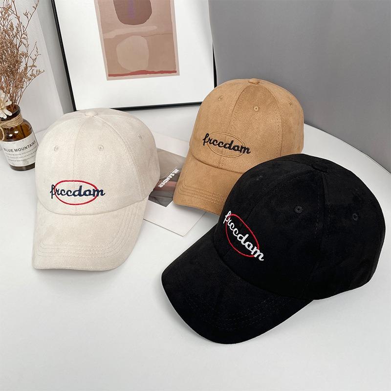 Suede Wide-brimmed Hat Children's Autumn and Winter Letter Embroidery Versatile Baseball Cap Vintage Casual Cap