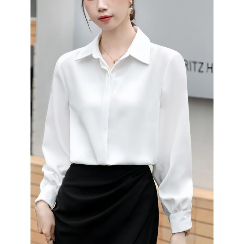 

ID Фото Белая Рубашка с Длинным Рукавом для Женщин Весной, Летом и Осенью Новый Дизайн, Зрелый Темперамент, Рубашка для Профессионального Собеседования XL белый