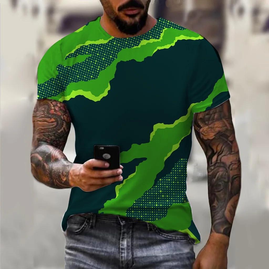 Fashionable New Camouflage Hip-Hop Pattern Men's Printed T-shirt Casual Round Neck Comfortable Short Sleeved Top