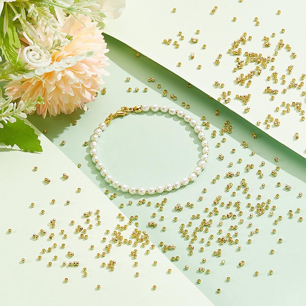 1000Pcs Brass Crimp Beads, Rondelle, Real 18K Gold Plated, 2x2x1mm, Hole: 1.2mm