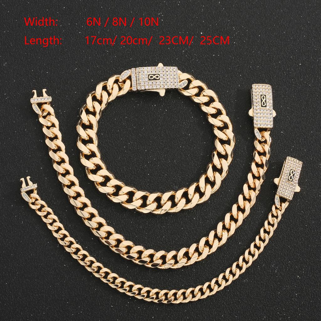 Cadena nueva 14K Monaco para hombres y mujeres, latón, circonita cúbica, pulsera Monaco de moda para hombres y mujeres