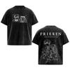Japanese Anime Frieren T-shirt For Men's Clothing Harajuku Fashion Washed Oversized T Shirt Summer Short Sleeve Cotton Tees Tops