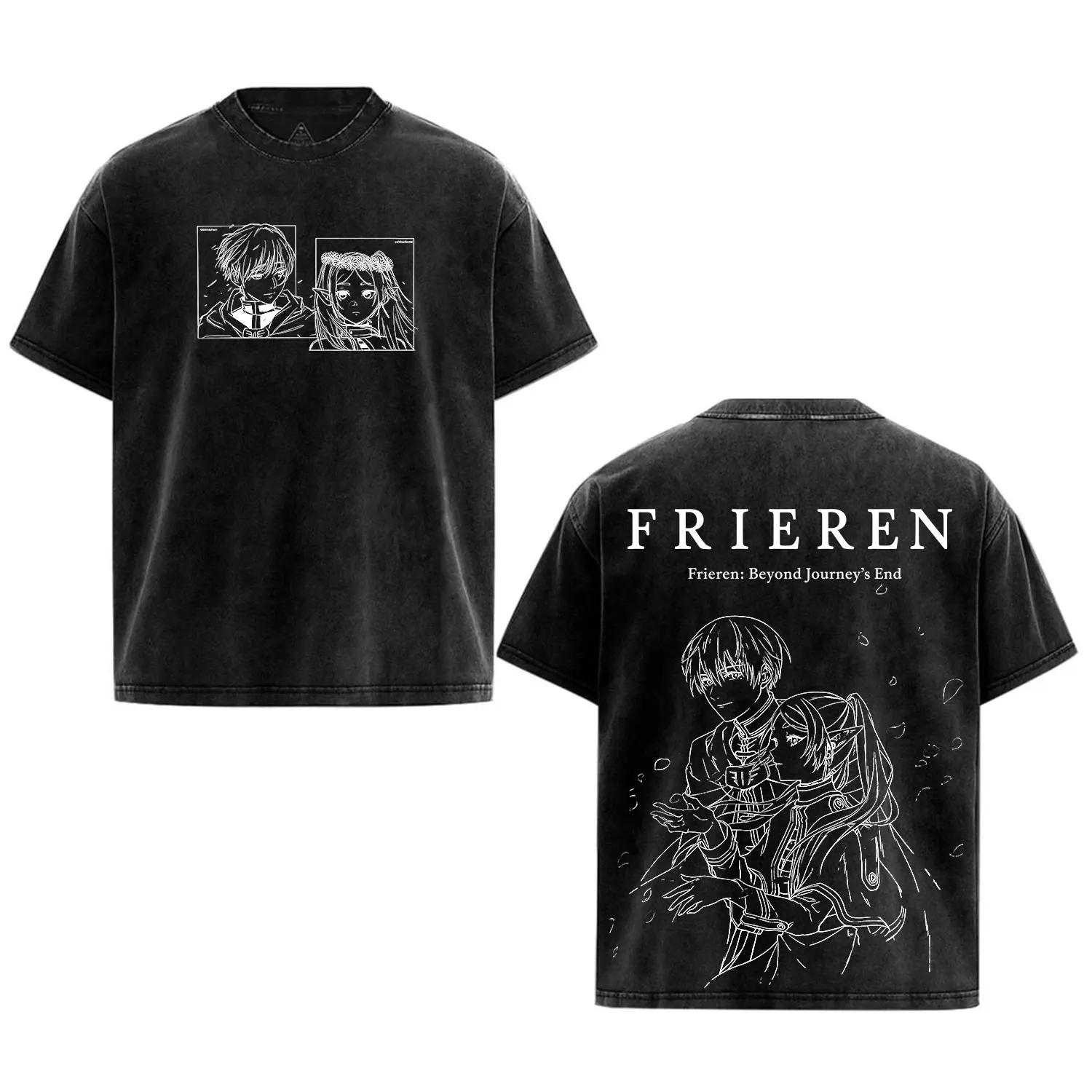 

Japanese Anime Frieren T-shirt For Men s Clothing Harajuku Fashion Washed Oversized T Shirt Summer Short Sleeve Cotton Tees Tops XXL