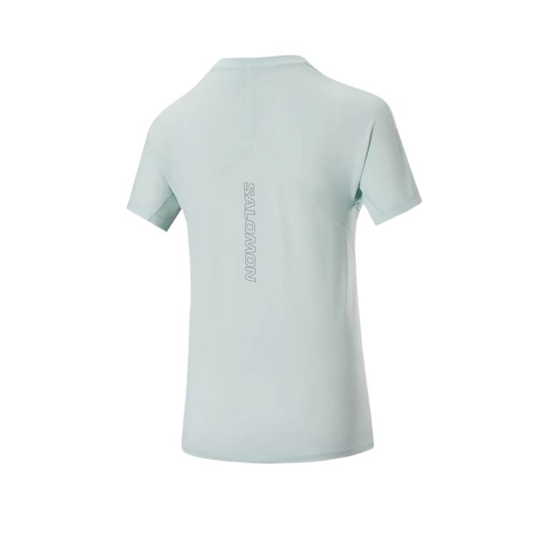 Salomon Outdoor Breathable Quick-Dry Round Neck Short Sleeve T-Shirt Women T-Shirts Misty-Blue C23376