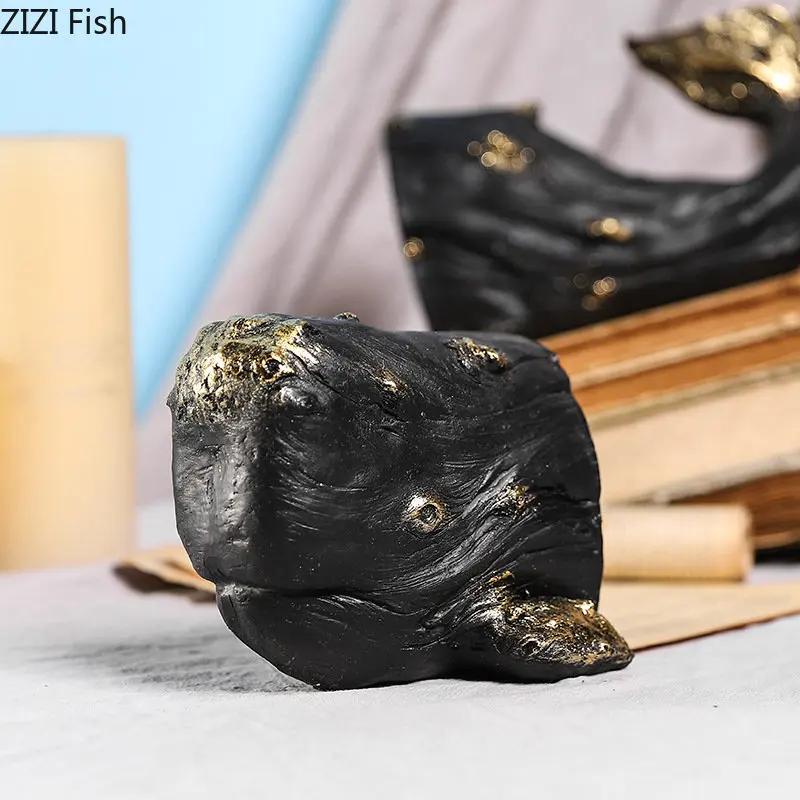 Gold Plated Whale Bookends Library Bookshelf Resin Crafts Ornaments Whale Sculpture Desk Decoration Room Aesthetics Decor