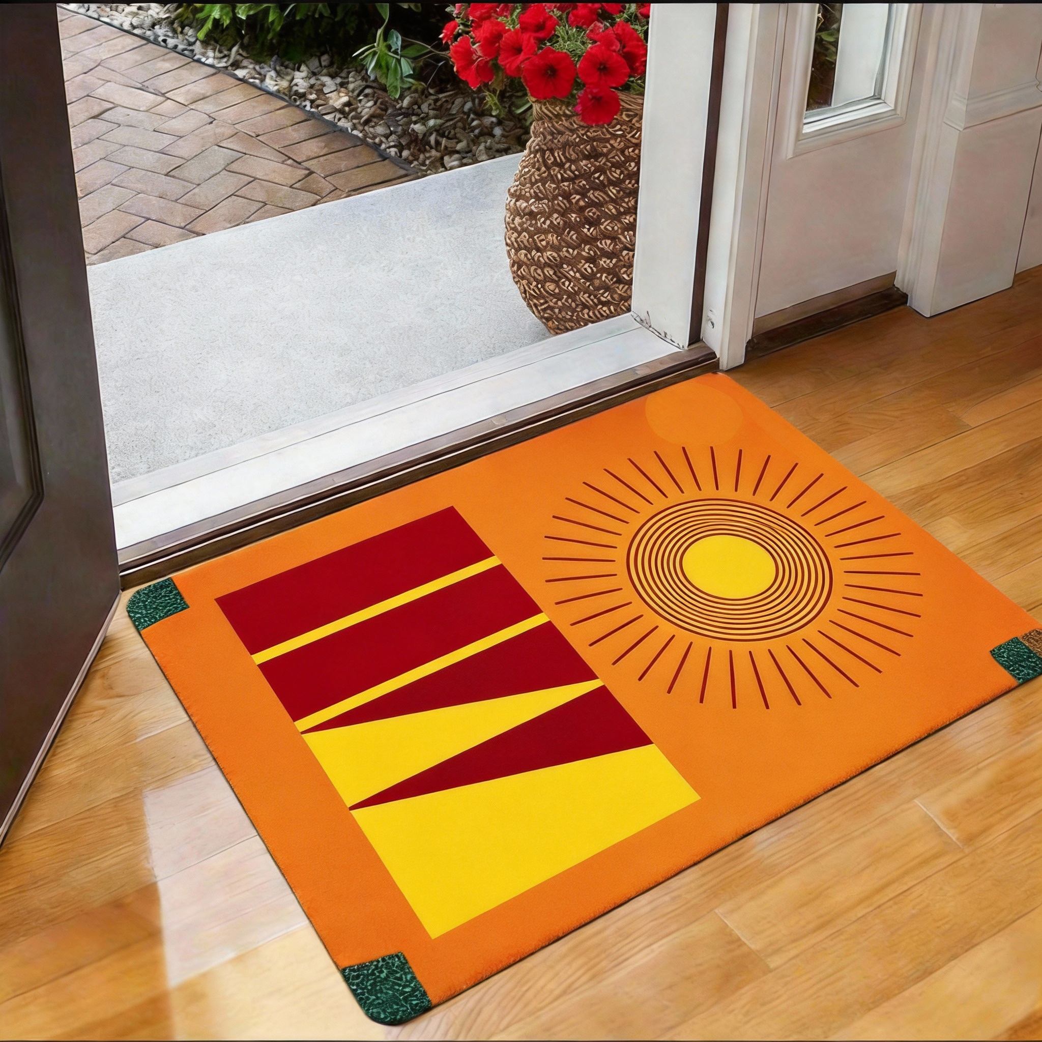 Kleurrijk Abstract Deurmat 1 Stuk – Moderne Geometrische Vloermat met Gedurfd Kunstontwerp, Binnen Entreekleed voor Voordeur en Hal 40x60cm16x24in