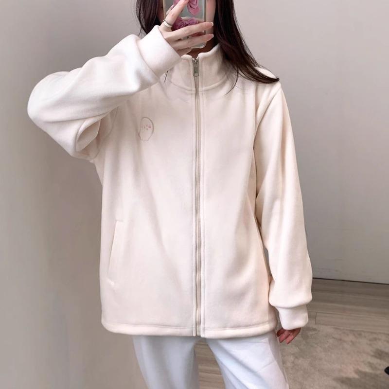 Small double-sided fleece jacket women's autumn and winter fleece thickened fleece sweater women's stand-up collar zipper cardigan