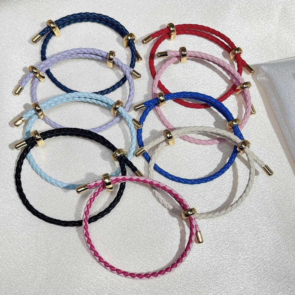 Corda de Pulso Ajustável de Couro de 3mm - Pulseira do Zodíaco Bagua - Corda Decorativa Vermelha para DIY
