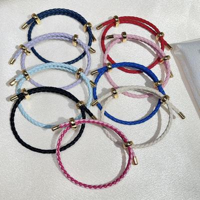 Corda de Pulso Ajustável de Couro de 3mm - Pulseira do Zodíaco Bagua - Corda Decorativa Vermelha para DIY