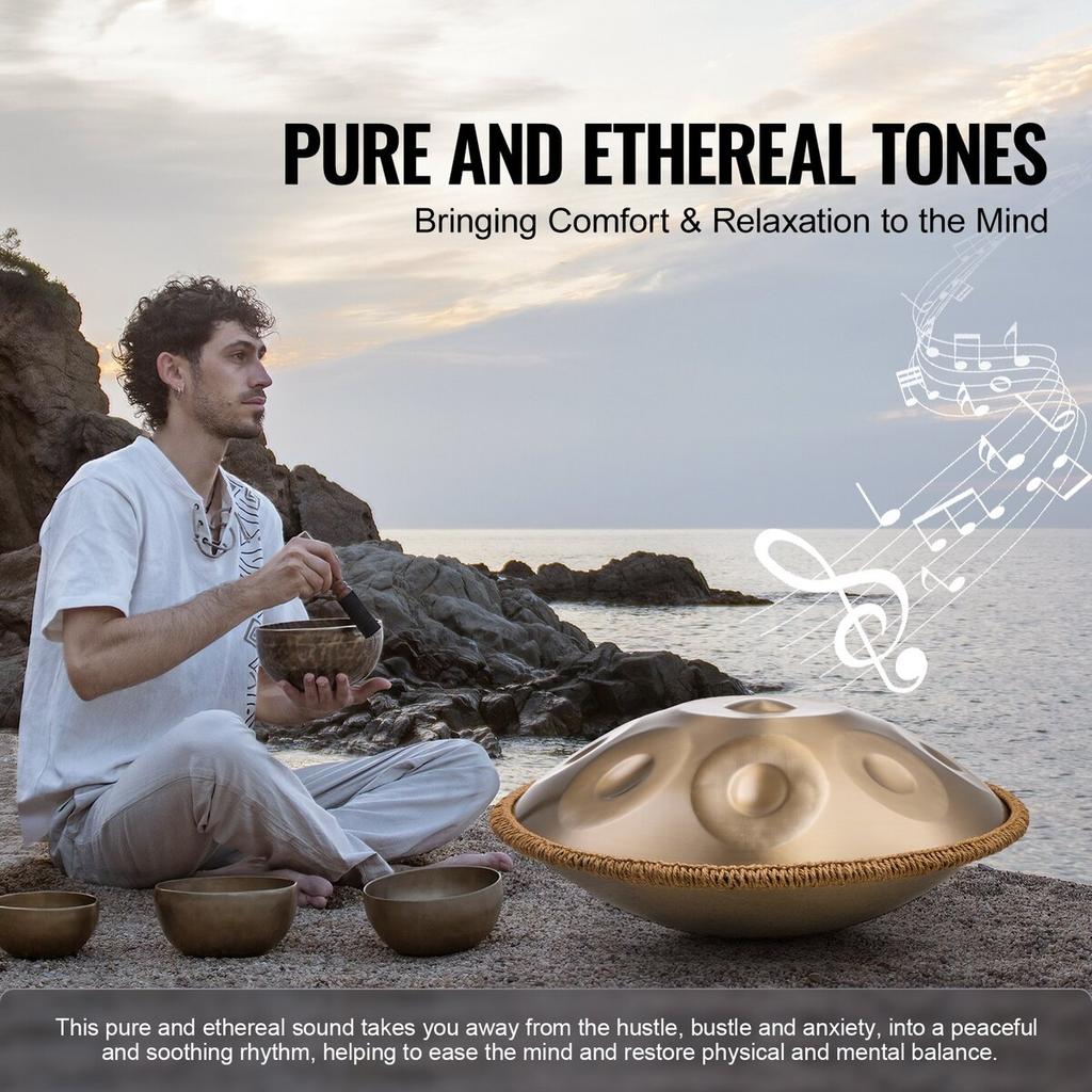 Handpan Drum 22 In 10 Notes D Minor Hand Drum Instrument with Mallet