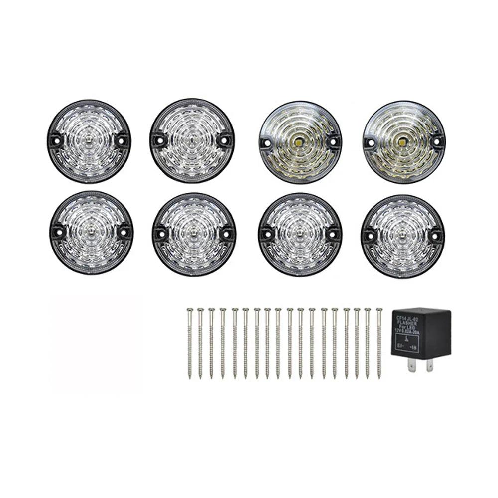 

Для Land Rover Defender 90/110 Комплекты для обновления Янтарный указатель поворота Боковой габаритный фонарь Красный задний стоп-сигнал Тормозной фонарь Белый передний габаритный фонарь