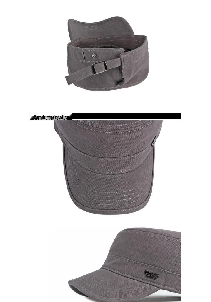 Men's Fashionable Cotton Duckbill Cap - Flat-top, Korean Style Military Hat for Spring/Autumn, Outdoor Sun Protection and Sport.