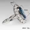 Blue Cubic Zirconia Ring For Women Elegant Wedding Ceremony Party Jewelry Statement Finger-Ring Lady'S Gift