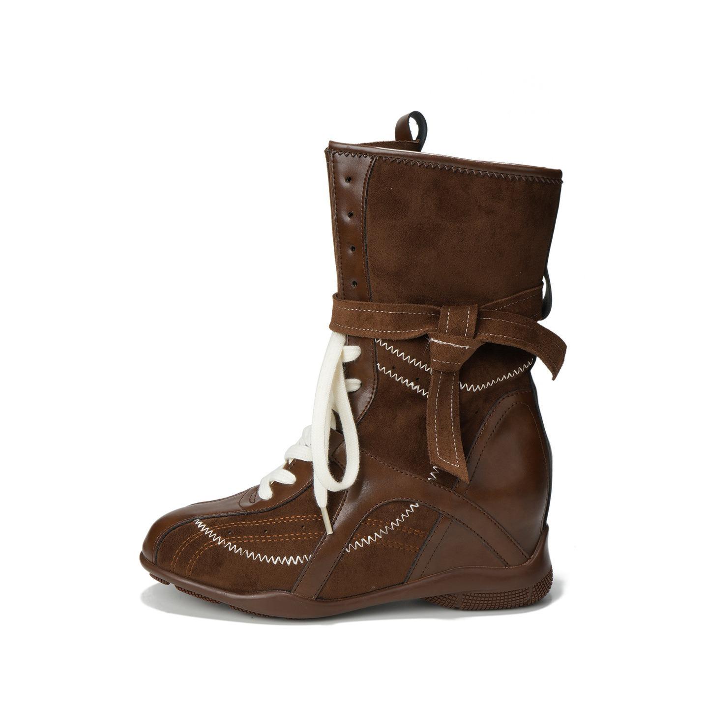 

Petite Invisible Height-Increasing Autumn/Winter Women s Western Boxing & Martin Boots - Versatile, Slimming German Training Style. 38 коричневый