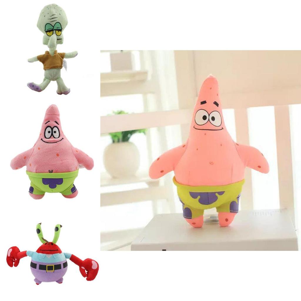 Set di Giocattoli Peluche Corti Carini Cartoni Animati Polpo Granchio Stella Marina Lumaca Serie Spongebob