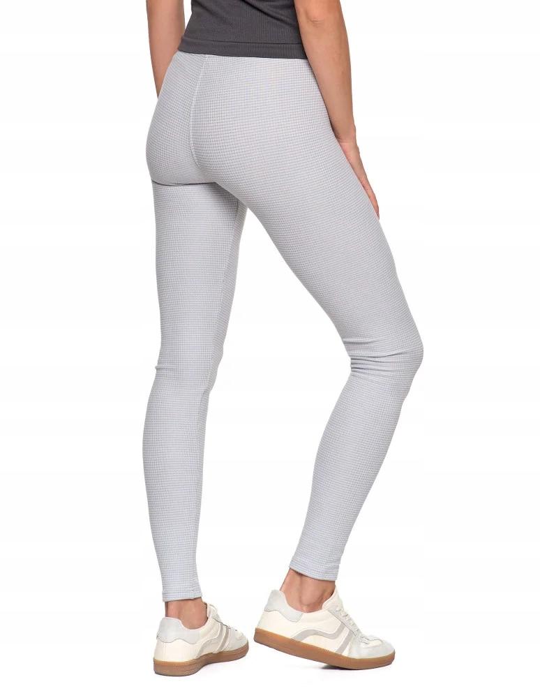 Women's High Waist Ribbed Leggings Fashionable Sporty MORAJ L/XL GREY