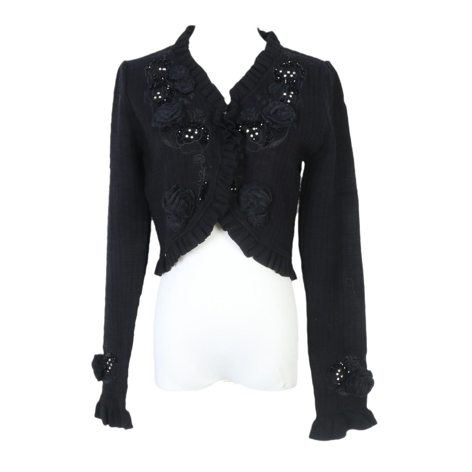 

Lafite French Handmade Crochet Beaded Slim Fit Cardigan for Women Small