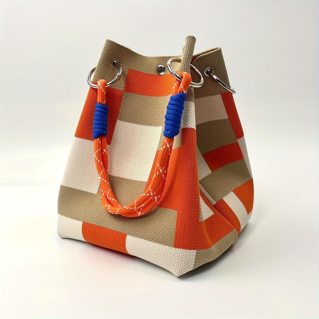 Women's Multicolored Handbag with Buckle Closure Adjustable Shoulder Strap Spacious Tote Bags for Women Work Travel Clutch Purse
