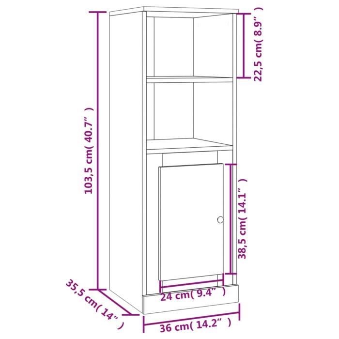 VidaXL Buffet haut noir 36x35,5x103,5 cm bois d'ingénierie 816321