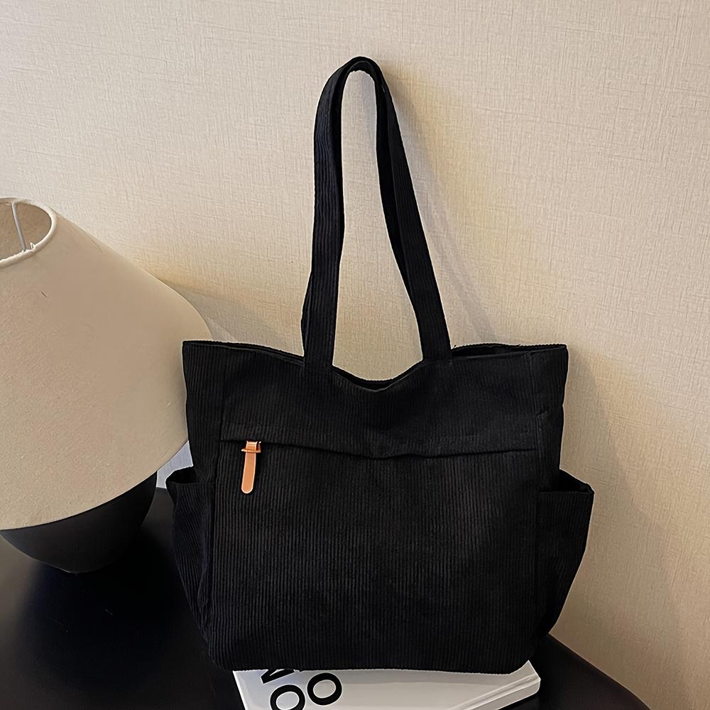 

Fleece Canvas Bag Autumn and Winter New Versatile Large Capacity Tote Bag Student Single Shoulder Commuting Tote Bag чёрный