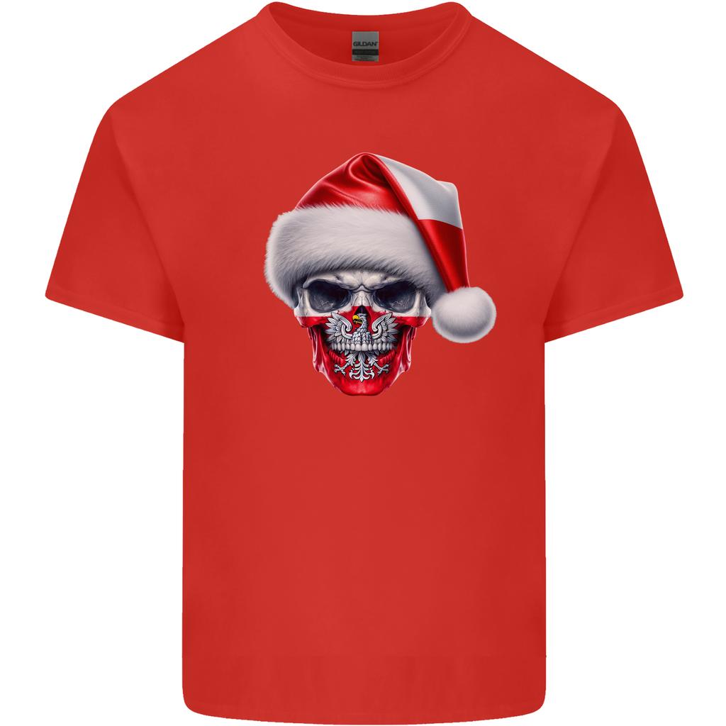 Poland Christmas Skull Xmas Polish Biker Flag Unisexs Light Cotton TShirt