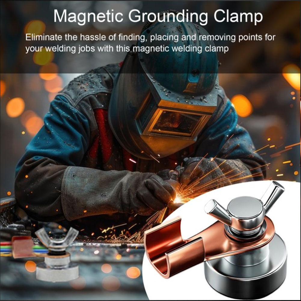 Welding Magnetic Grounding Clamp, Magnetic Welding Support Clamps Tool,Welder Copper Tail Ground Connection for Weldings Cutting