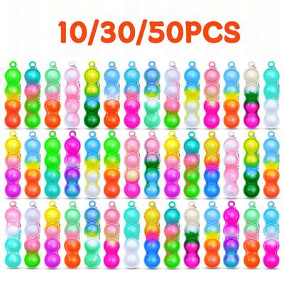 Toys Toys 10/30/50PCS Mini Keychain Pop Push Bubbles Fidget Stress Relief Sensory Children Classroom Prizes Gift Presents New