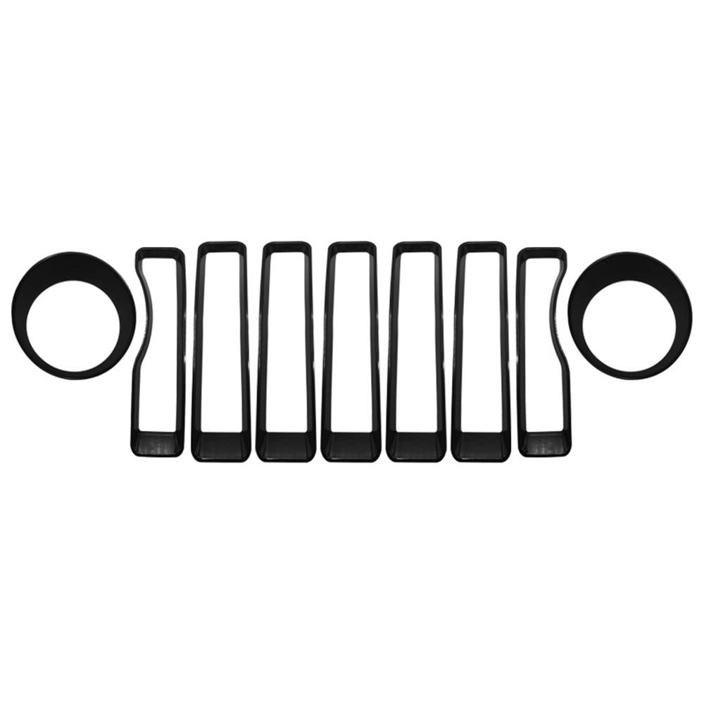 Mesh Grille Grill Insert+Headlight Turn Light Cover Trim For 2018-2023 Jeep Wrangler JL