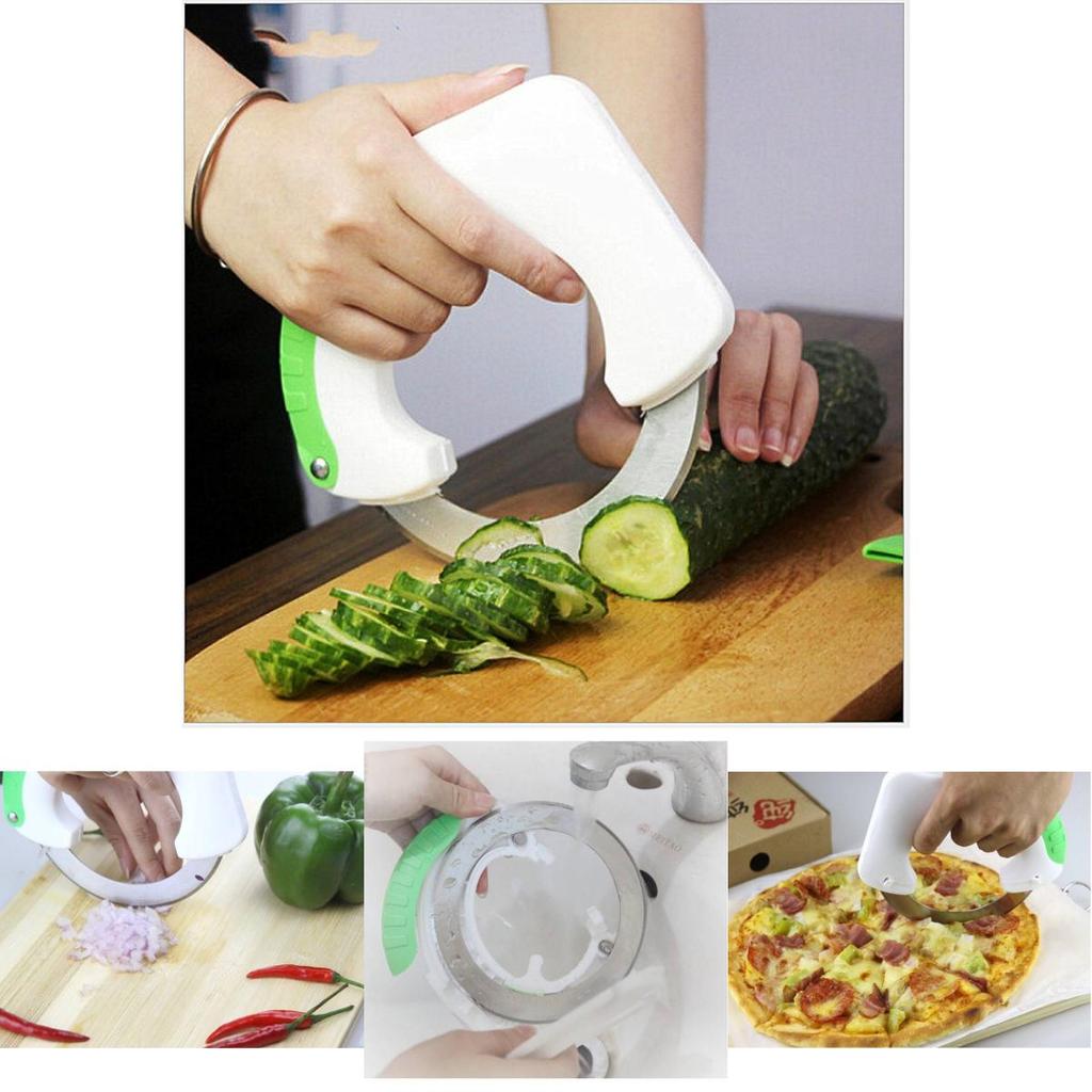 Multifunctional Circular Kitchen Knife With Stainless Steel Blade For Cutting Vegetables Pizza Cake
